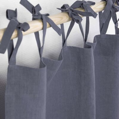 Tie top linen curtain in Blue Gray - 53x84" / 135x213cm