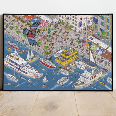 Puzzle 1000 pezzi - Panoramica del porto di Tolone