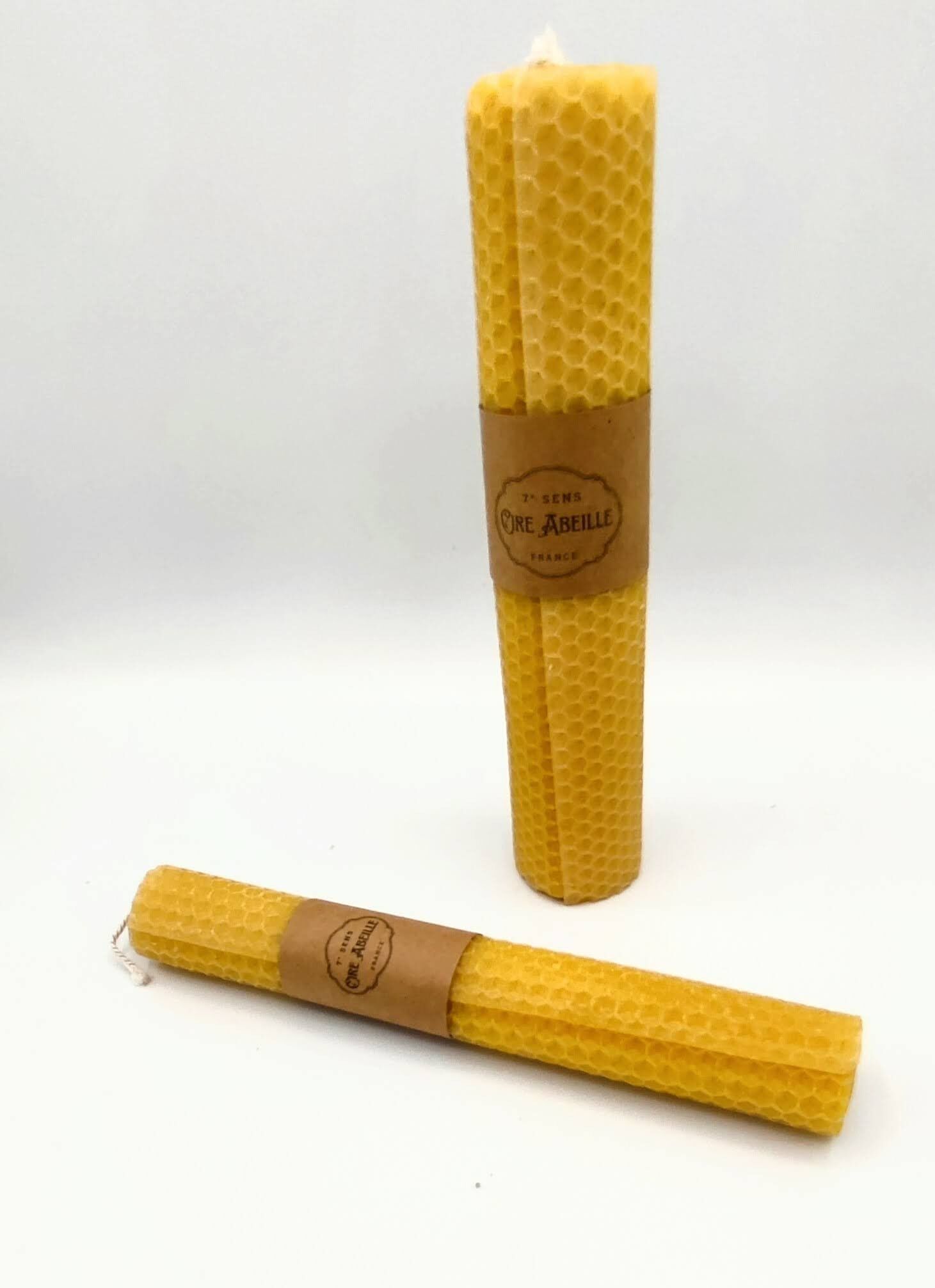 Embossed beeswax candle