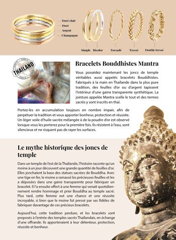 Bracelet Bouddhiste certifié made in Thaïlande avec Mantra Doré - Modèle SILVER 7