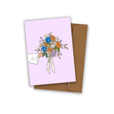 Carta postal . ramo lila