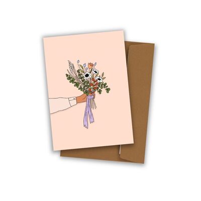 Postkarte. Rosa Blumenstrauß