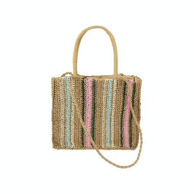 Handbag made of 100% paper straw for women with a pattern