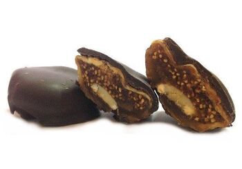 Pralines aux figues fourrées aux noix et amandes au rhum enrobées de chocolat noir250gr 2