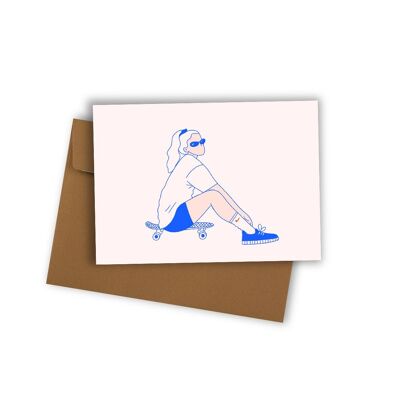 Post card . Skate girl