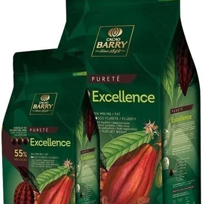 CACAO BARRY - EXCELLENCE 55% - CHOCOLAT NOIR DE COUVERTURE - PISTOLES -5 KG