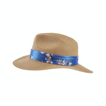 Chapeau de paille pour femme avec bandeau bleu 1