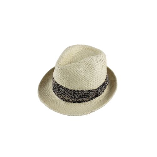 Strohhut für Damen mit schwarzem Hutband
