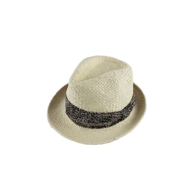 Women's straw hat with black hat band