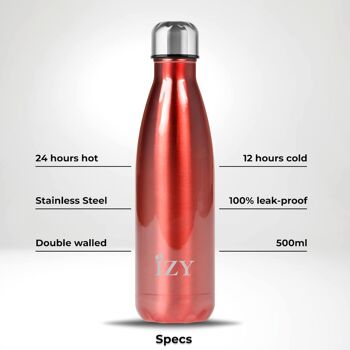 Bouteille thermos rouge 500ML & bouteille à boire/bouteille d'eau/thermos/bouteille/isolé/eau/bouteille sous vide 2