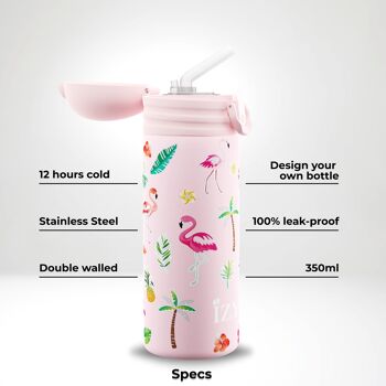 IZY Enfants x Pink Flamingo - 350 ml & Gourde / gourde / thermos / gourde / isotherme / eau / école / tasse / 2