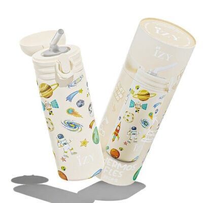 IZY Children x Yellow Space - 350 ml & Trinkflasche / Wasserflasche / Thermoskanne / Flasche / isoliert / Wasser / Schule / Tasse / Wärmeflasche