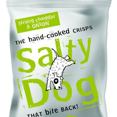 Salty dog hand cooked crisps, Cheddar & onion 150g share bag