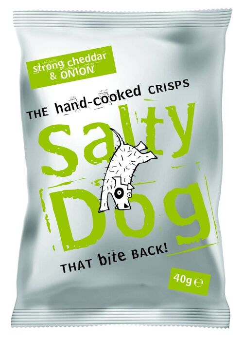 Salty dog hand cooked crisps, Cheddar & onion 40g