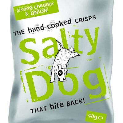 Salty dog hand cooked crisps, Cheddar & onion 40g