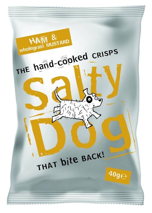 Salty dog hand cooked crisps, Ham & mustard 30 x 40g