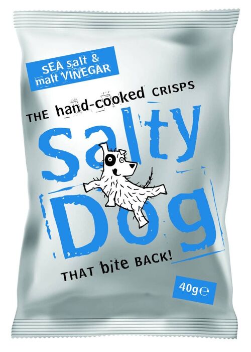 Salty dog hand cooked crisps, Salt & Vinegar 40g
