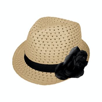 Chapeau de paille pour femme avec bandeau et noeud 1