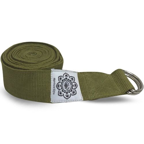 Olive Cotton Yoga 8 Ft. Strap With Wrapped  1.5’’ D-Ring