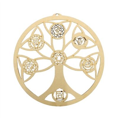 Wooden Crystal Grid Tree Of Life & 7 Chakras
