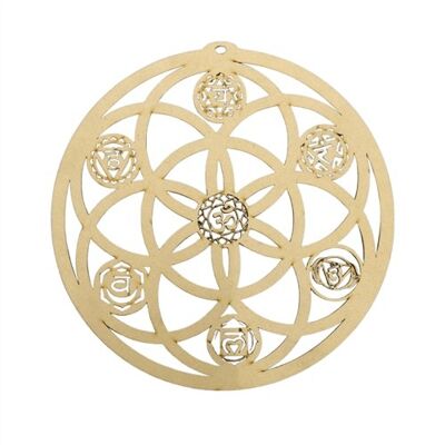 Wooden Crystal Grid Seed Of Life & 7 Chakras