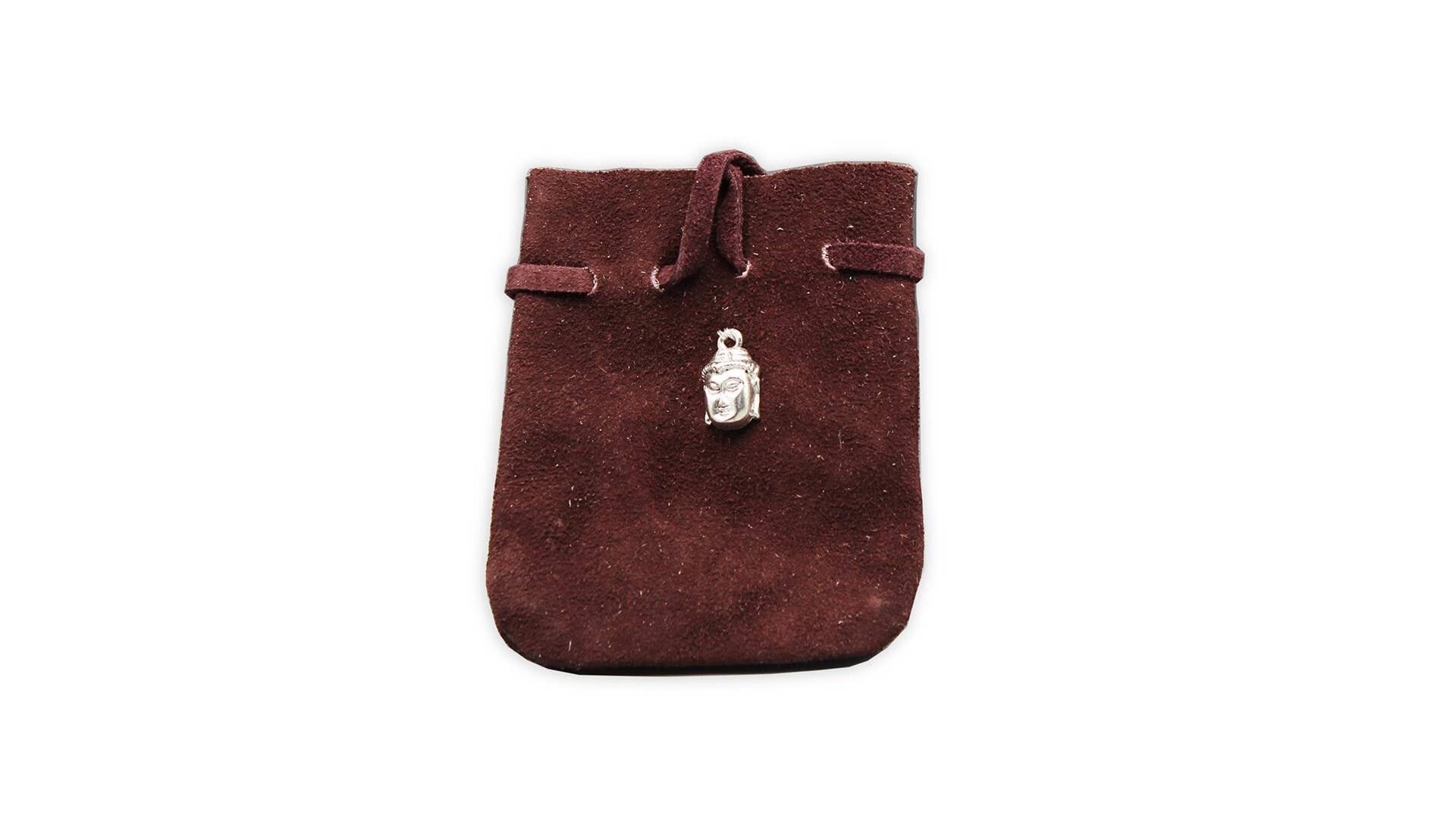 Pochette in camoscio marrone con simbolo Buddha