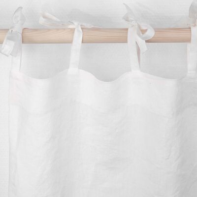 Tie top linen curtain in White - 91x90" / 230x229cm
