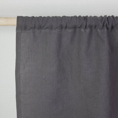 Rod pocket linen curtain in Charcoal - 53x96" / 135x244cm