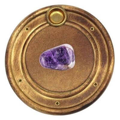 Amethyst Räucherstäbchenhalter aus Mangoholz