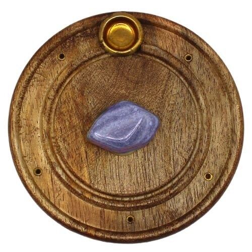 Lapis Lazuli Mango Wood Incense Holder