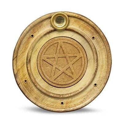 Wooden Incense Holder Pentagram 10 cm