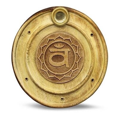 Porte-encens en bois Chakra sacré 10 cm