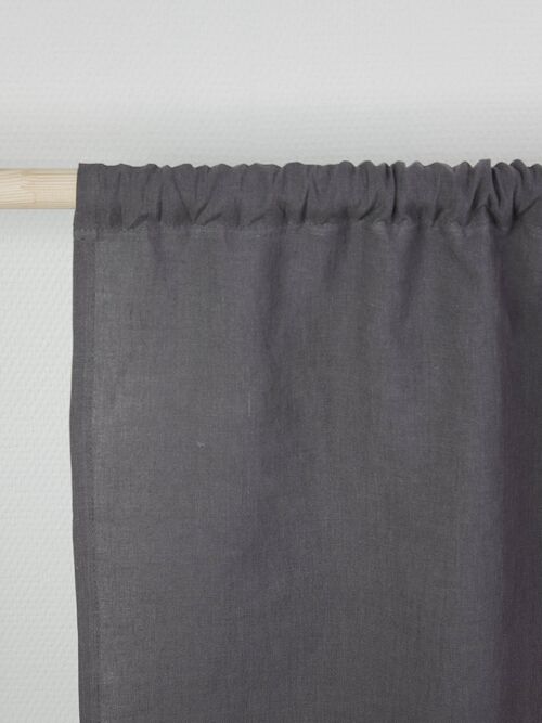 Rod pocket linen curtain in Charcoal - 91x90" / 230x229cm