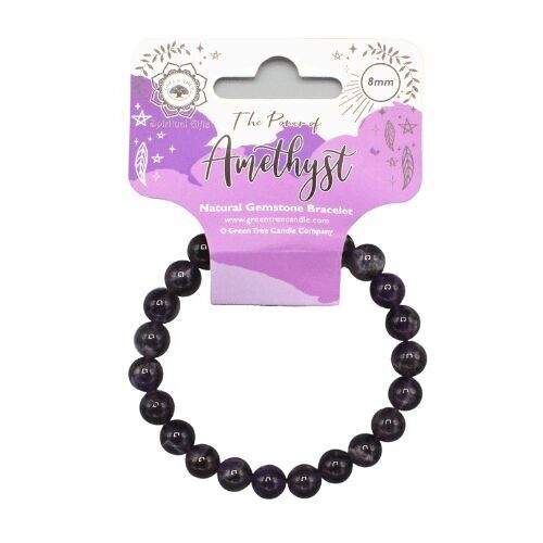 Bracciale con perline di ametista 8 mm