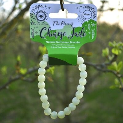 Chinese Jade beaded Bracelet 8 mm