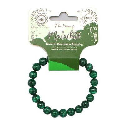 Bracciale con perline di malachite 8 mm
