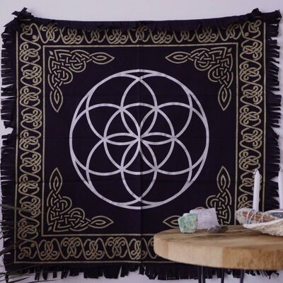 Mantel de Altar de algodón 60 x 60 cm Semilla de la Vida