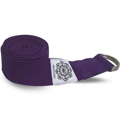 Yoga de algodón morado de 8 pies. Correa con anillo en D envuelto de 1.5 "