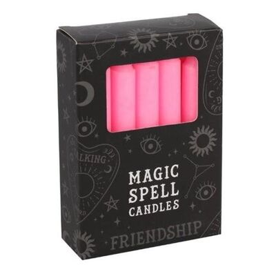 Lot de 12 bougies magiques roses "Amitié".