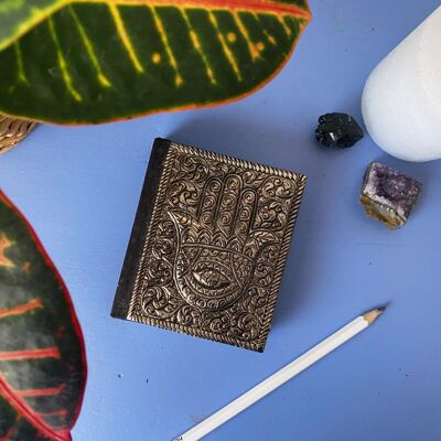 Journal With Metal Hand of Fatima 7x10cm