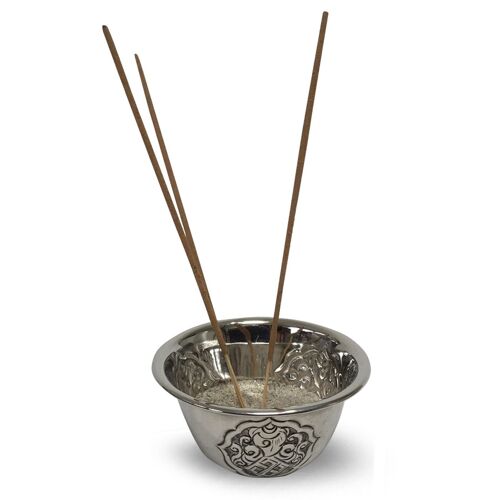Tibetan Incense Burner / Nickel Chitai Offering Bowl