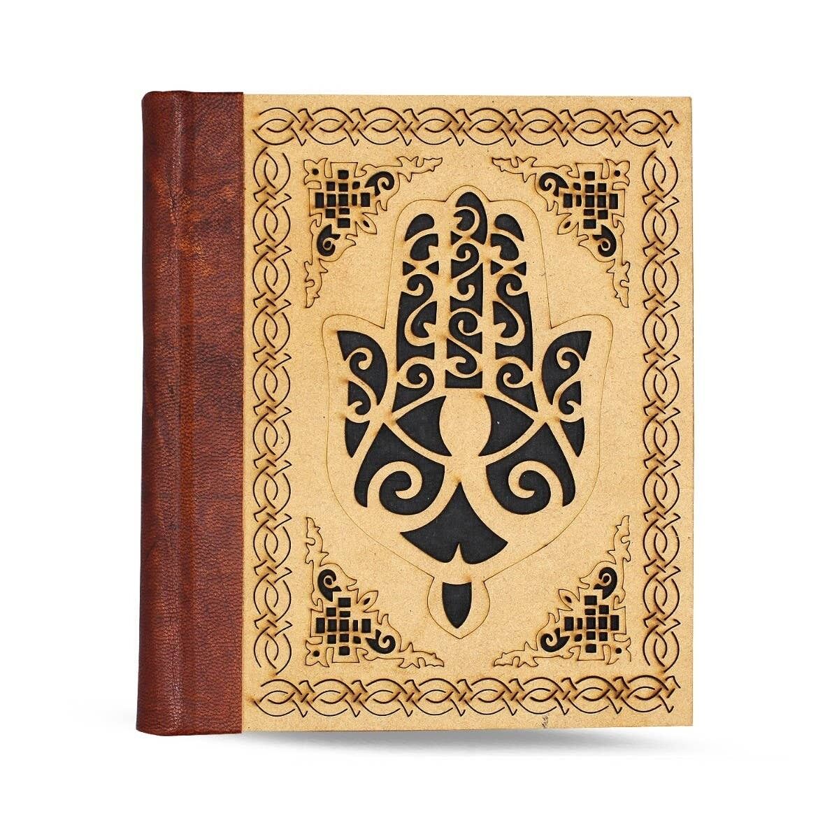 Leather Journal Humsa Hand with Leather Back