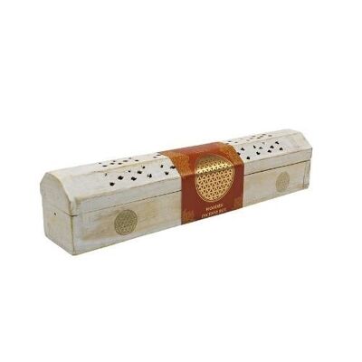 Green Tree Incense Box White Flower of Life