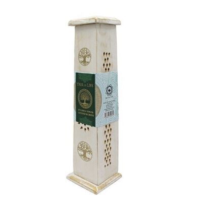 Green Tree Tower Incense Burner  White Tree of Life