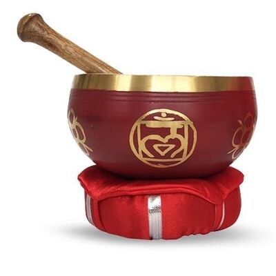 Campana tibetana in ottone con bastoncino e cuscino Base 10 cm Chakra