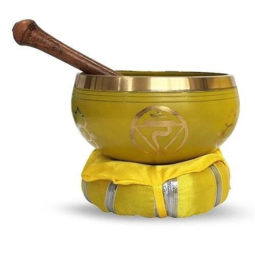 Brass Singing Bowl with stick & Cusion  10 cm Solar Plexus C