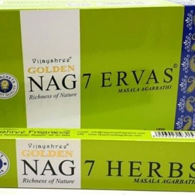 Golden Nag 7 Herbs Räucherstäbchen 15 Gramm