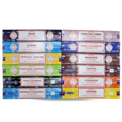 Satya Assorted Pack 3 Encens (12 boîtes) 15 grammes