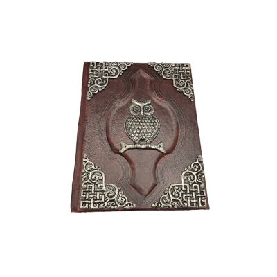 Leather Journal metal Owl 21 x 15 cm