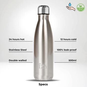 Bouteille thermos Argent 500ML & Gourde / bouteille d'eau / thermos / bouteille / isolée / eau / Bouteille chauffante 2